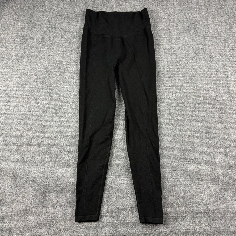 PINK Victoria's Secret Leggings Womens S Black Ribbed Seamless High Waist Yoga